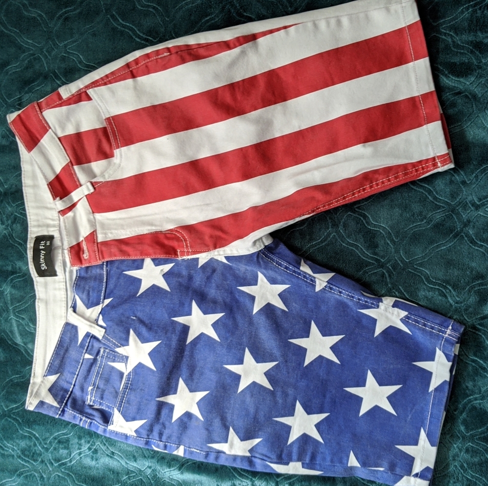 USA flag jeans shorts
